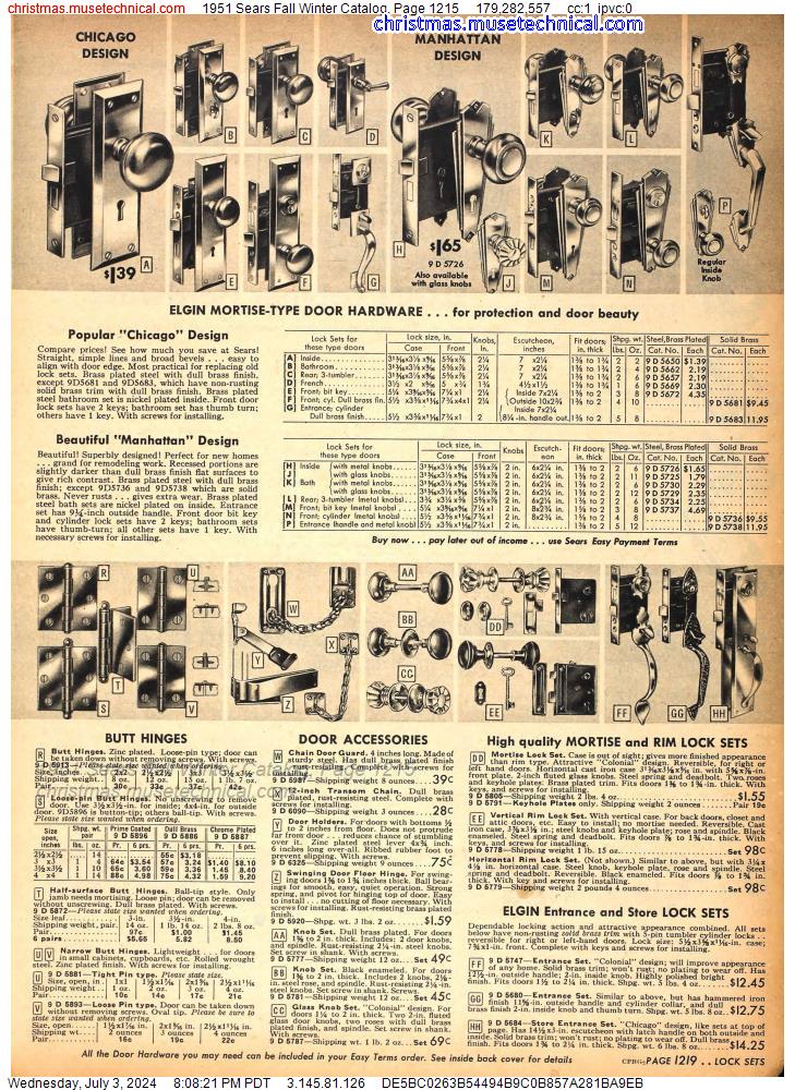 1951 Sears Fall Winter Catalog, Page 1215