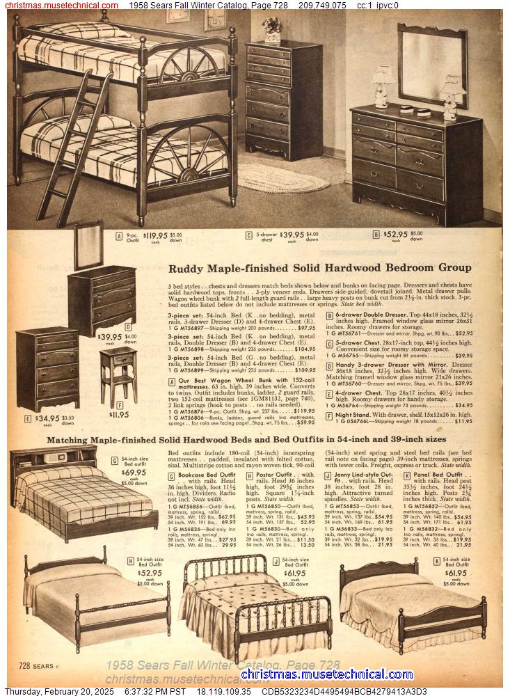 1958 Sears Fall Winter Catalog, Page 728