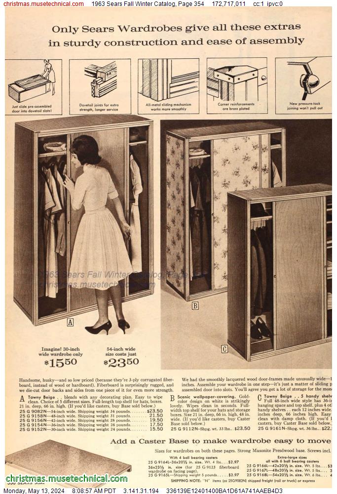 1963 Sears Fall Winter Catalog, Page 354