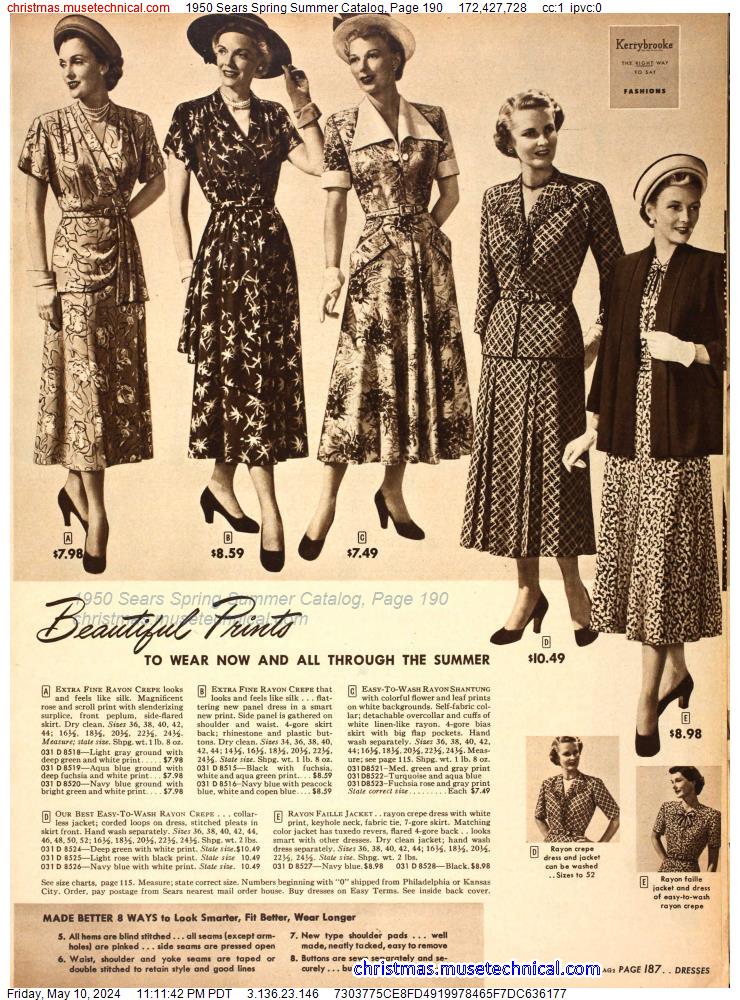 1950 Sears Spring Summer Catalog, Page 190