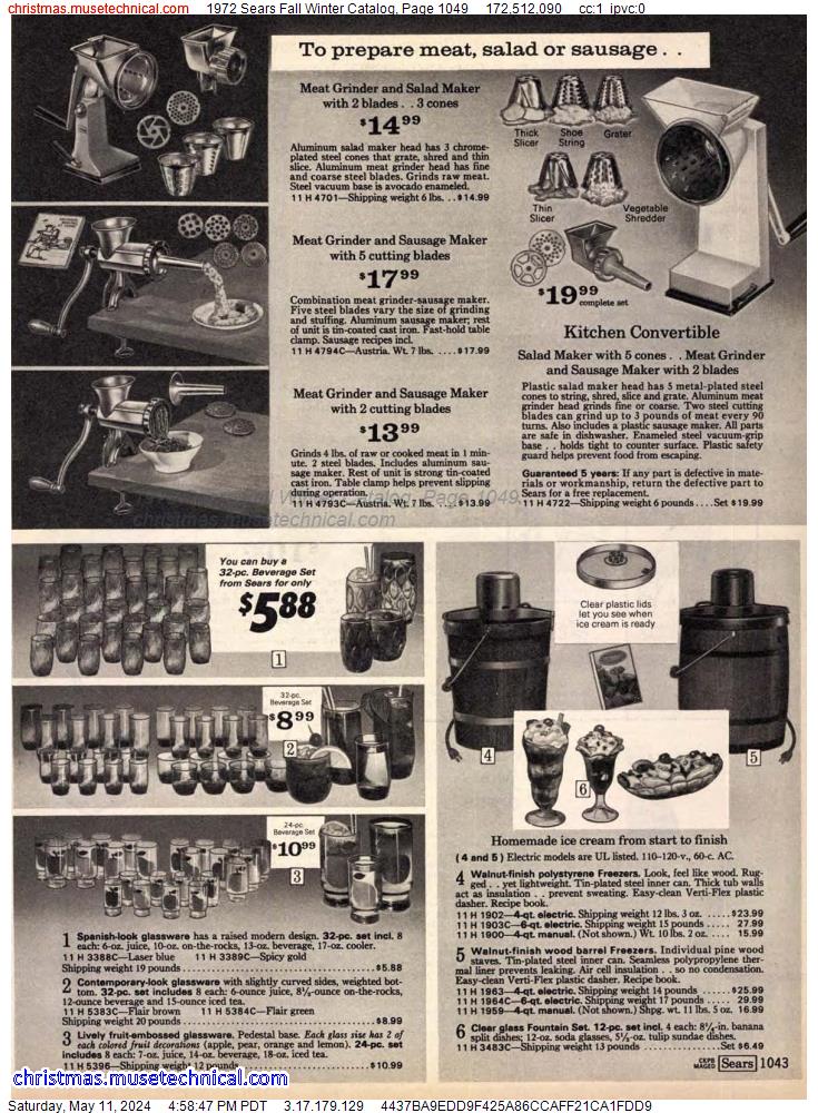 1972 Sears Fall Winter Catalog, Page 1049