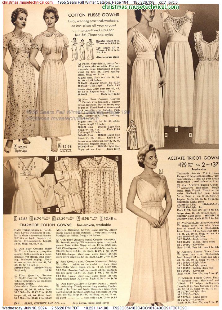 1955 Sears Fall Winter Catalog, Page 194