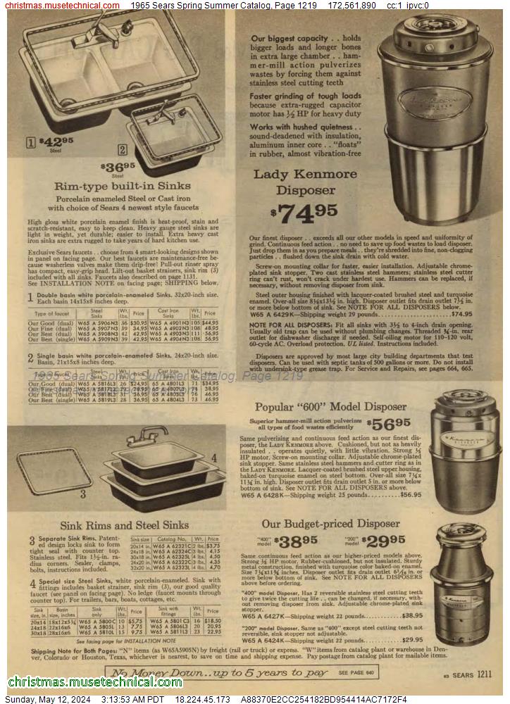 1965 Sears Spring Summer Catalog, Page 1219