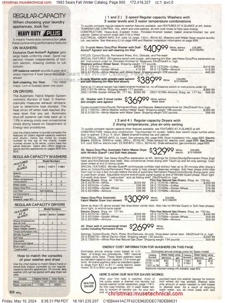 1983 Sears Fall Winter Catalog, Page 900