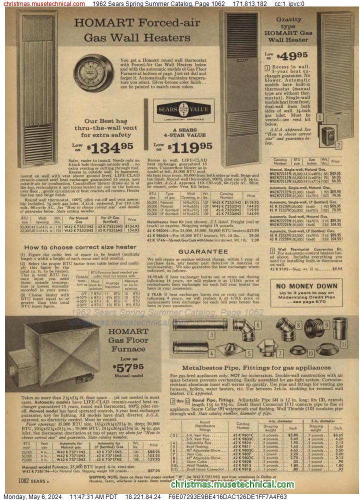 1962 Sears Spring Summer Catalog, Page 1062