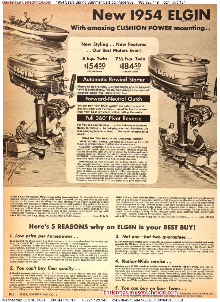 1954 Sears Spring Summer Catalog, Page 909