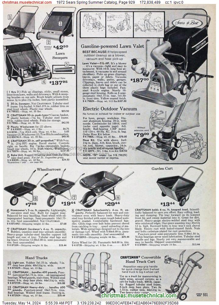 1972 Sears Spring Summer Catalog, Page 929