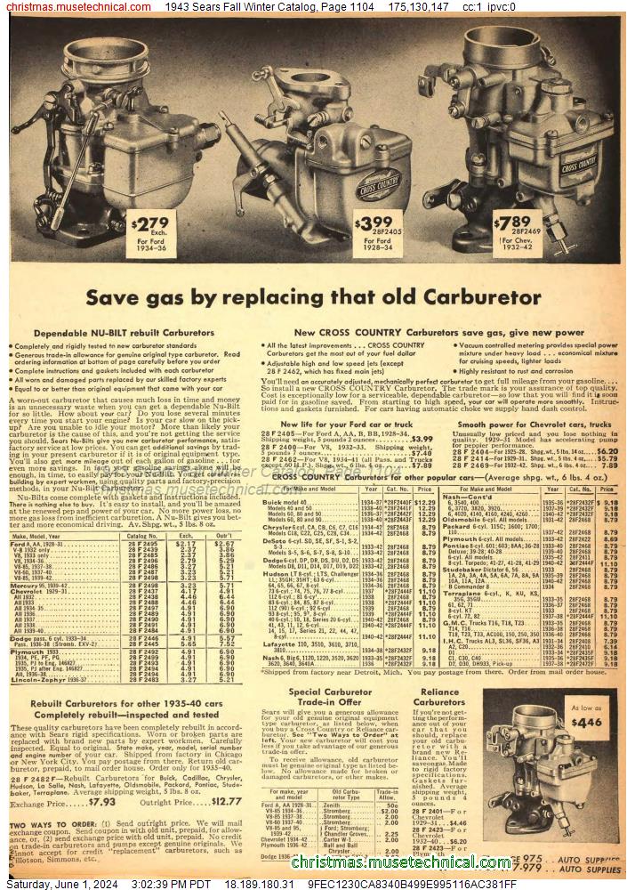 1943 Sears Fall Winter Catalog, Page 1104