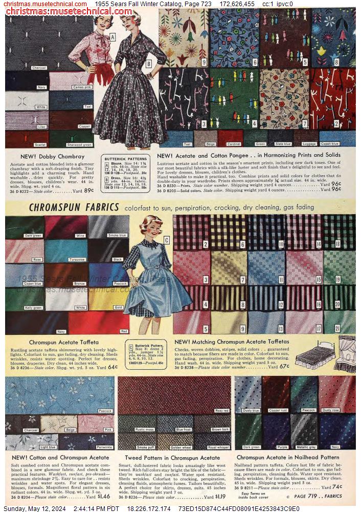 1955 Sears Fall Winter Catalog, Page 723