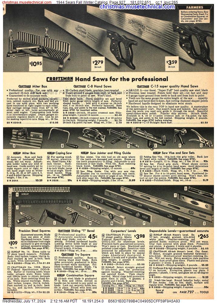 1944 Sears Fall Winter Catalog, Page 927