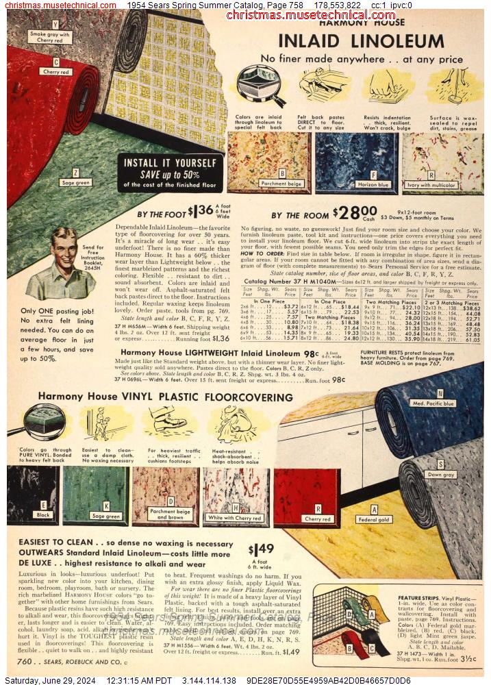 1954 Sears Spring Summer Catalog, Page 758