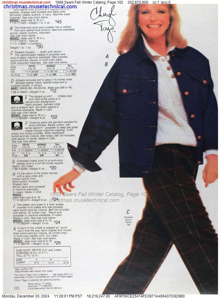 1988 Sears Fall Winter Catalog, Page 102