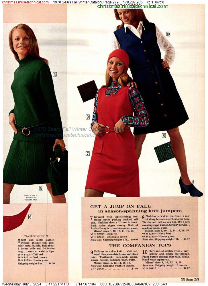 1970 Sears Fall Winter Catalog, Page 279
