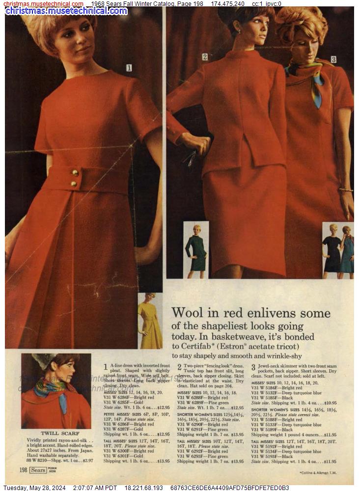 1968 Sears Fall Winter Catalog, Page 198