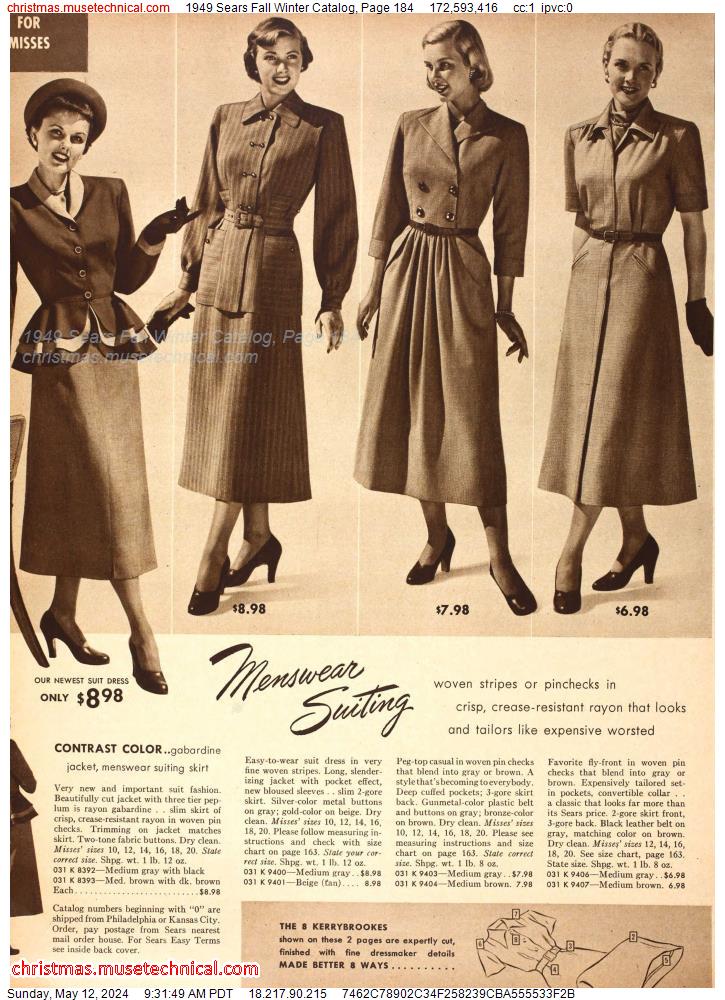 1949 Sears Fall Winter Catalog, Page 184