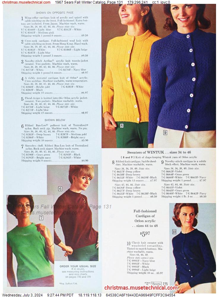 1967 Sears Fall Winter Catalog, Page 131