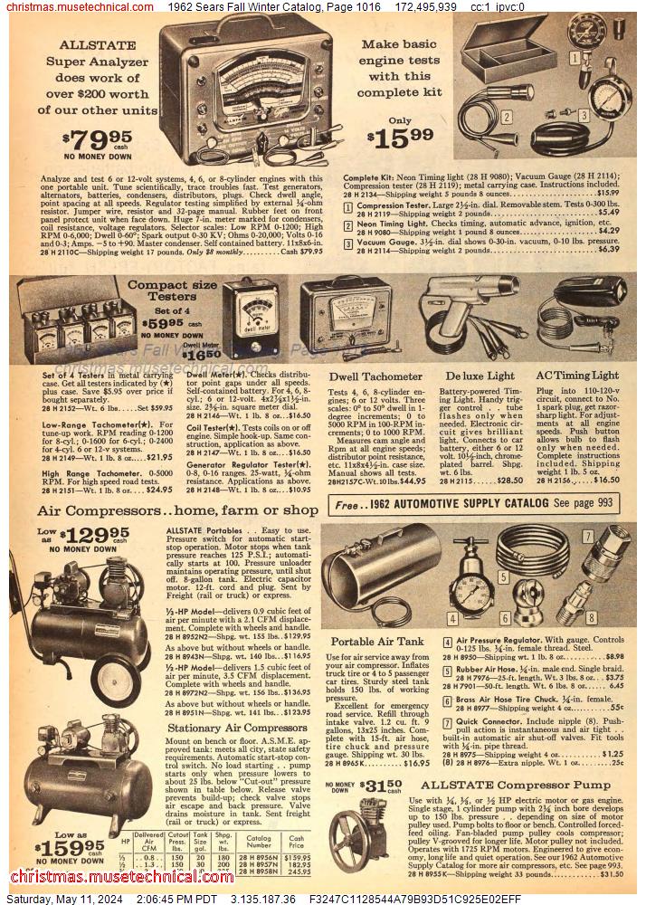 1962 Sears Fall Winter Catalog, Page 1016