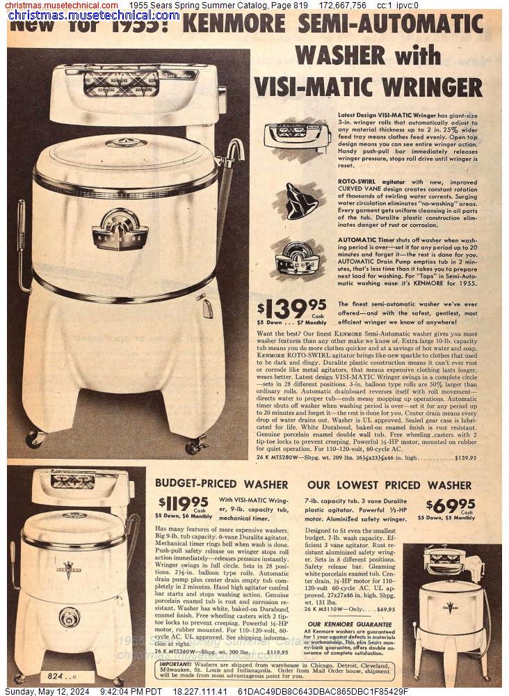 1955 Sears Spring Summer Catalog, Page 819