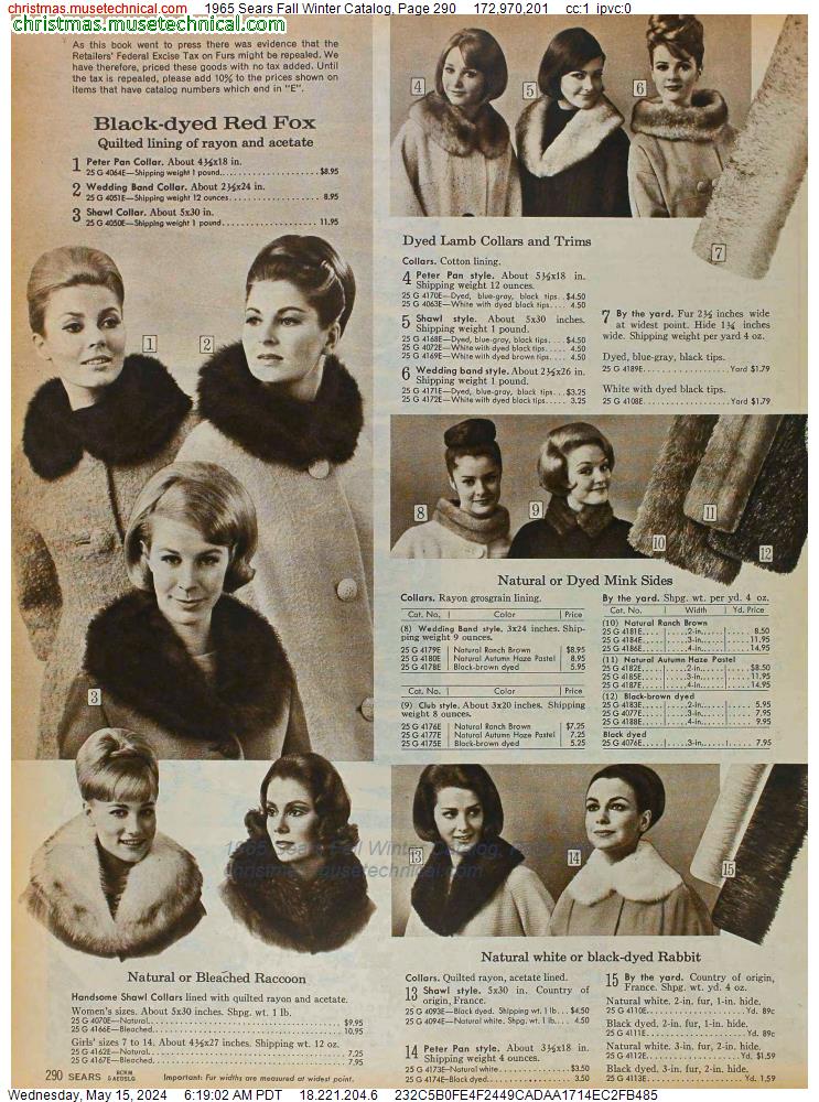 1965 Sears Fall Winter Catalog, Page 290