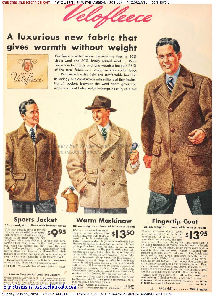 1942 Sears Fall Winter Catalog, Page 507