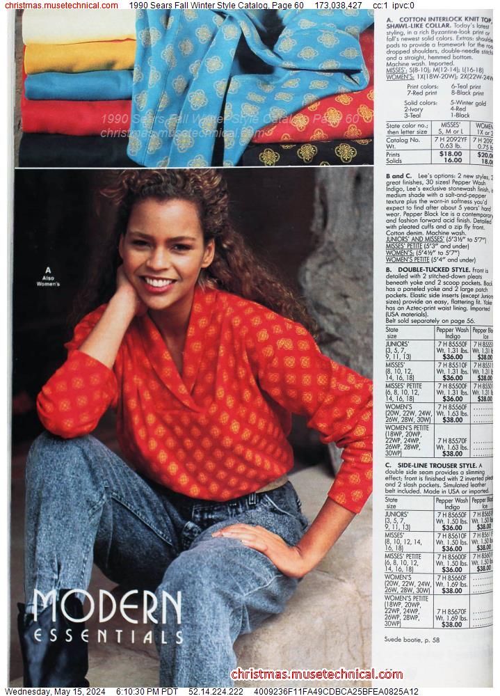 1990 Sears Fall Winter Style Catalog, Page 60