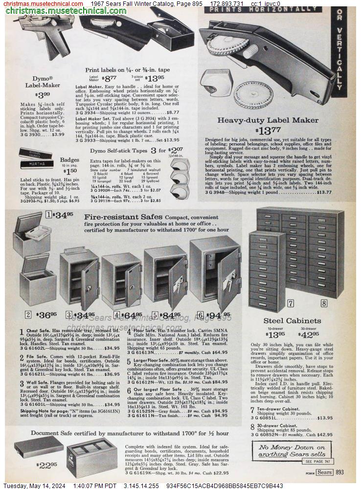1967 Sears Fall Winter Catalog, Page 895