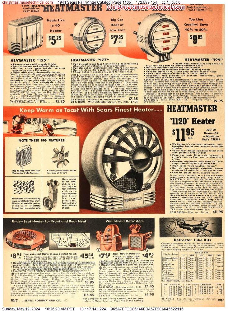 1941 Sears Fall Winter Catalog, Page 1165