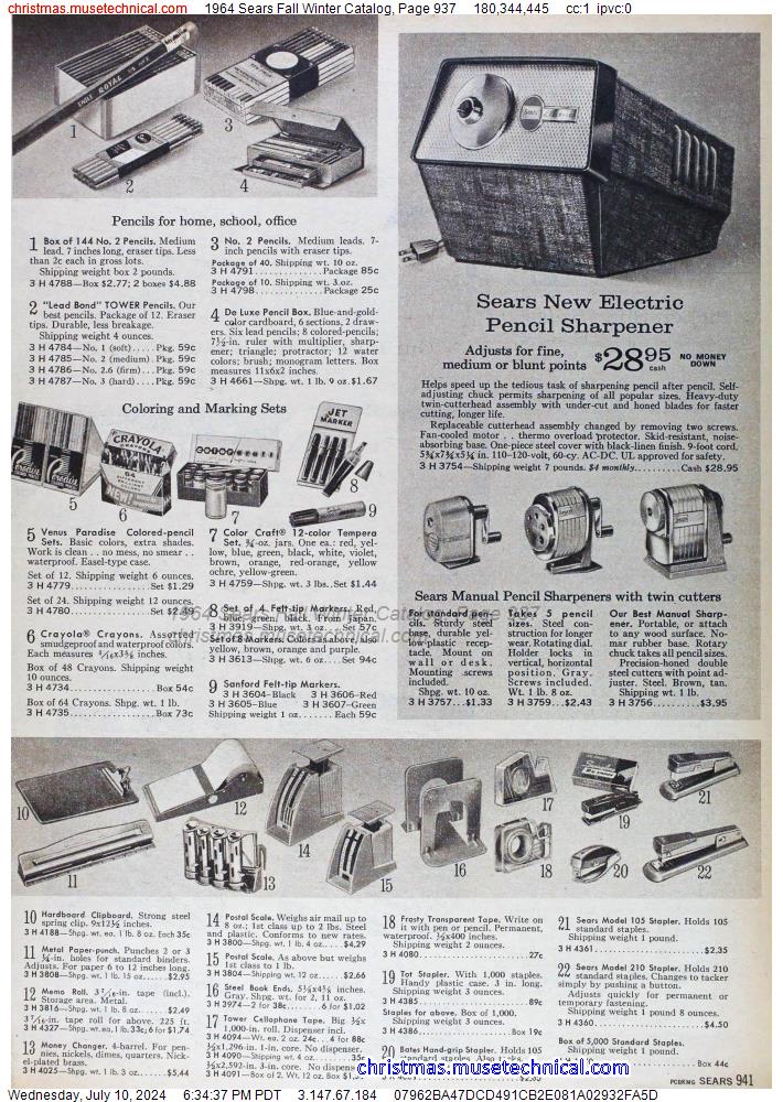 1964 Sears Fall Winter Catalog, Page 937