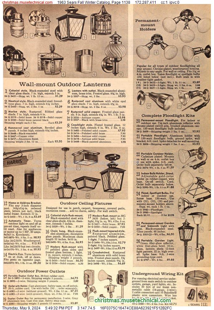 1963 Sears Fall Winter Catalog, Page 1138