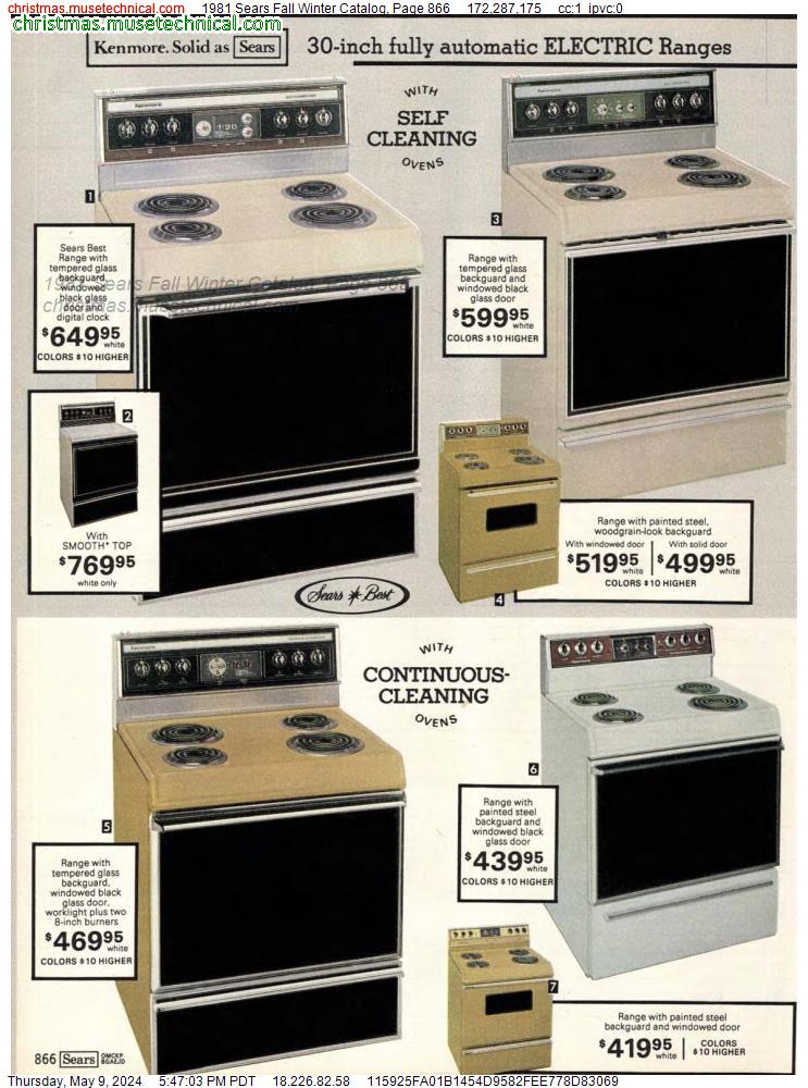 1981 Sears Fall Winter Catalog, Page 866