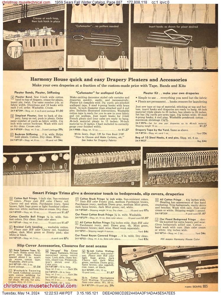 1959 Sears Fall Winter Catalog, Page 887