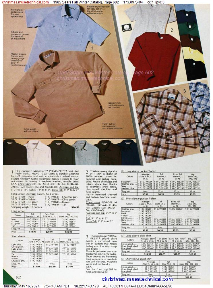 1985 Sears Fall Winter Catalog, Page 602