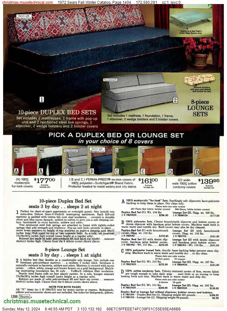 1972 Sears Fall Winter Catalog, Page 1404