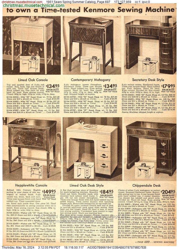 1951 Sears Spring Summer Catalog, Page 697