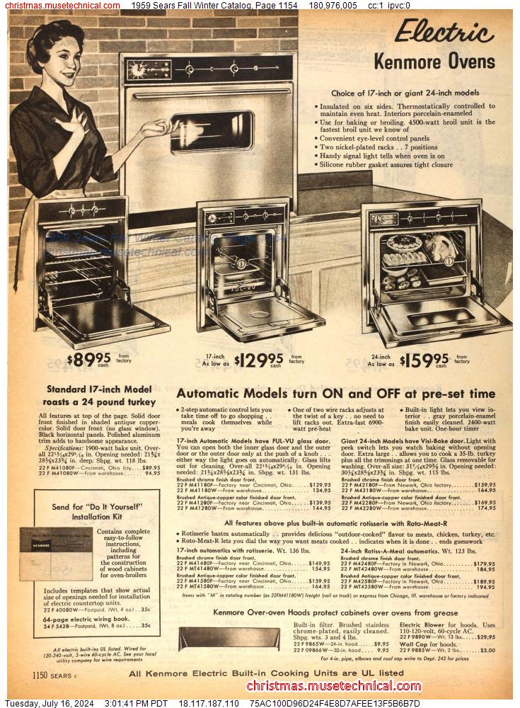 1959 Sears Fall Winter Catalog, Page 1154