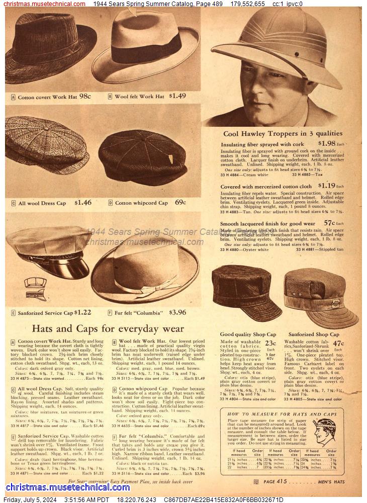1944 Sears Spring Summer Catalog, Page 489