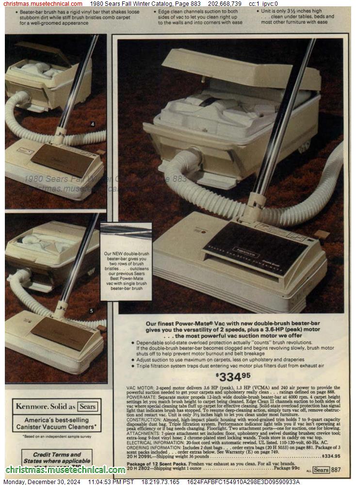 1980 Sears Fall Winter Catalog, Page 883