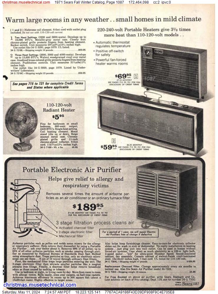 1971 Sears Fall Winter Catalog, Page 1087