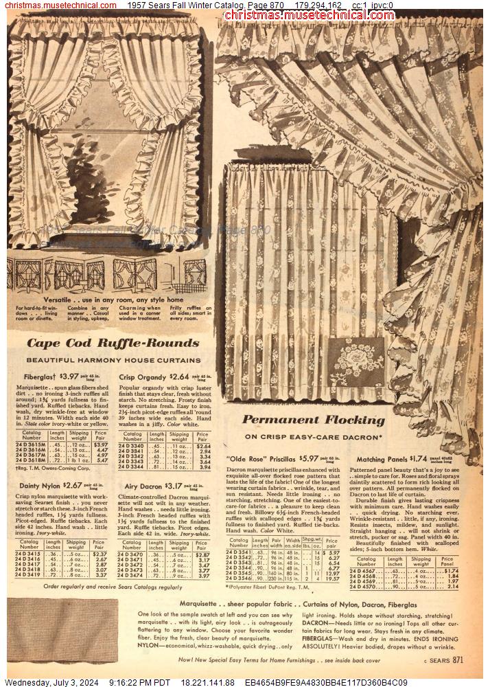1957 Sears Fall Winter Catalog, Page 870