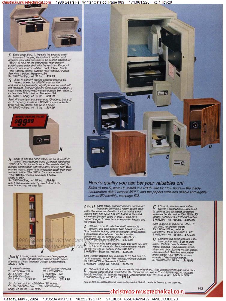 1986 Sears Fall Winter Catalog, Page 983
