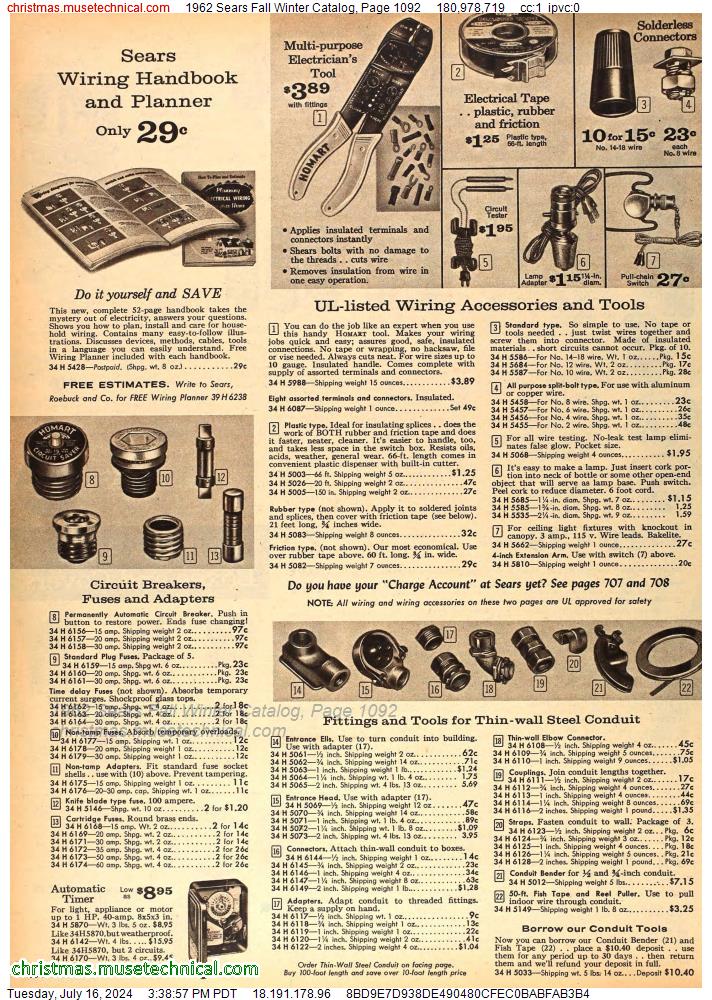 1962 Sears Fall Winter Catalog, Page 1092
