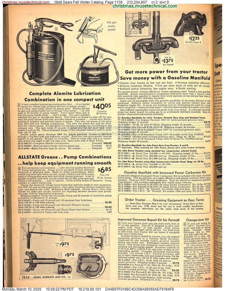 1946 Sears Fall Winter Catalog, Page 1138