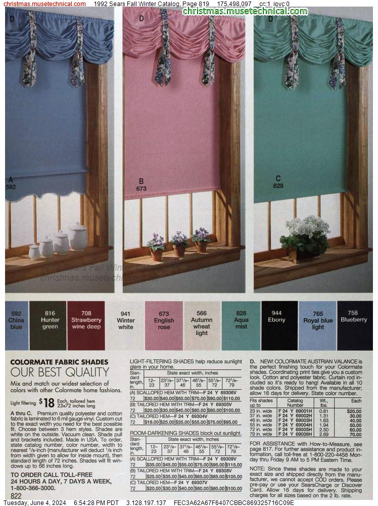 1992 Sears Fall Winter Catalog, Page 819