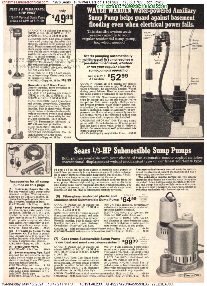 1976 Sears Fall Winter Catalog, Page 983