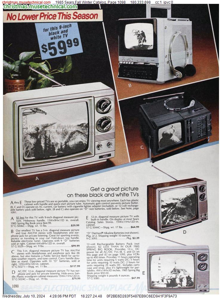 1985 Sears Fall Winter Catalog, Page 1098