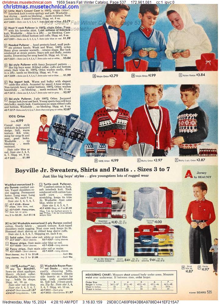 1959 Sears Fall Winter Catalog, Page 537