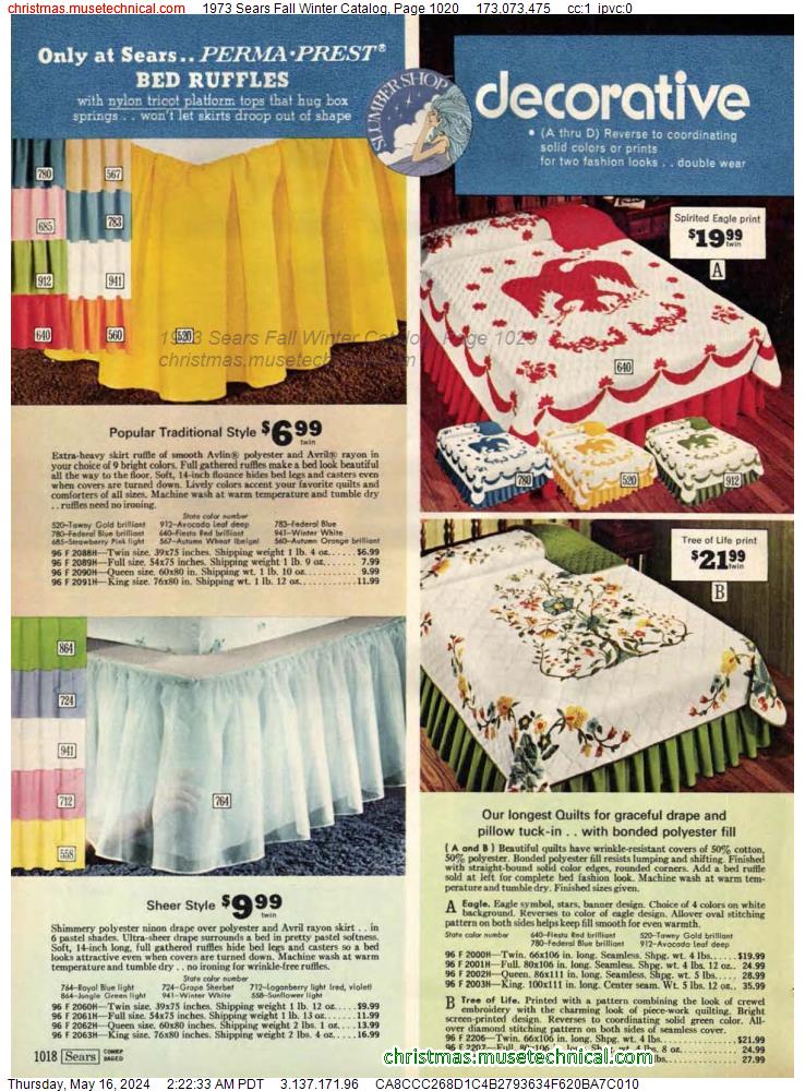 1973 Sears Fall Winter Catalog, Page 1020