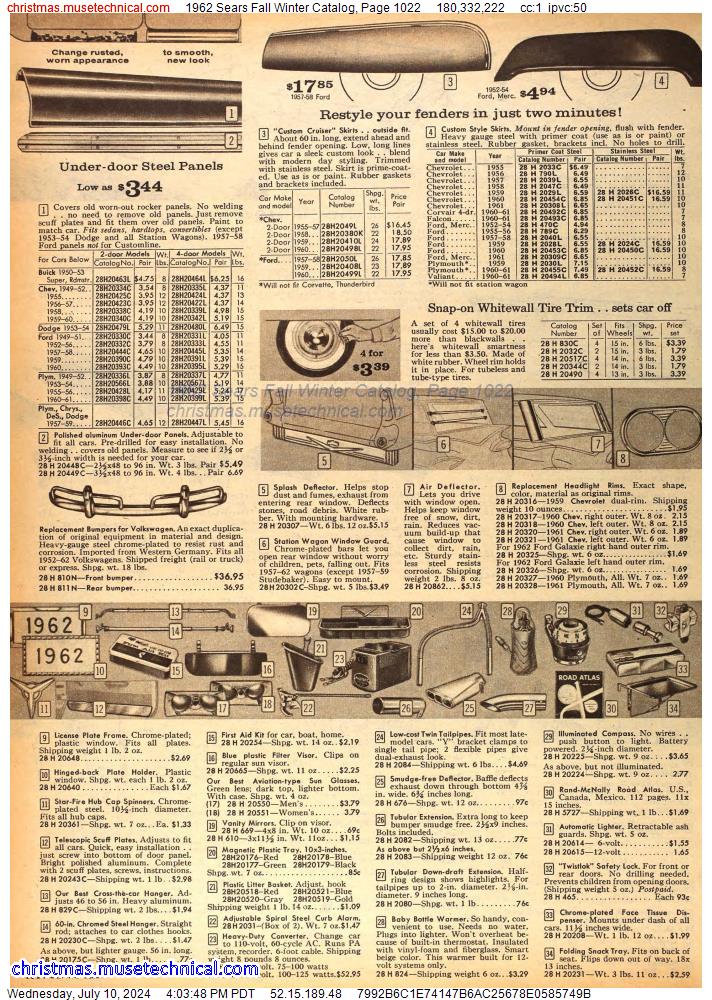 1962 Sears Fall Winter Catalog, Page 1022