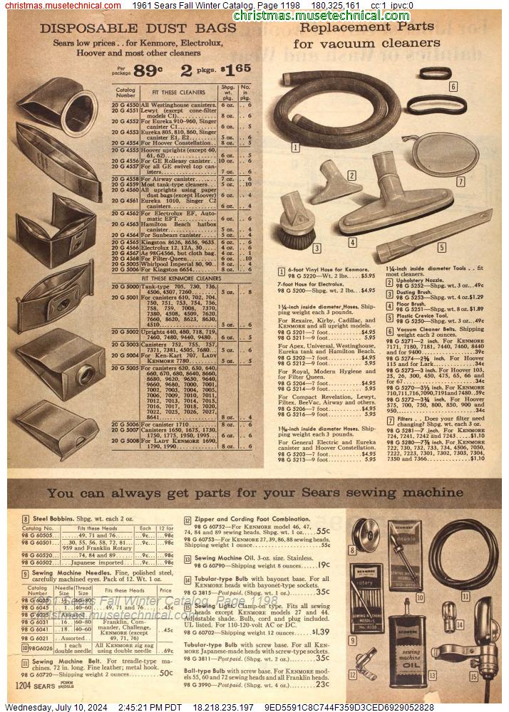 1961 Sears Fall Winter Catalog, Page 1198