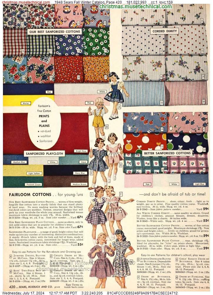1948 Sears Fall Winter Catalog, Page 420